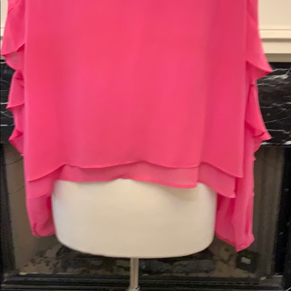 Bisou Bisou pink chiffon, ruffled sleeve blouse - Picture 5 of 7